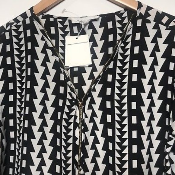 Calvin Klein Womens Long Sleeve Zip Blouse Shirt - Picture 2 of 4